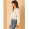 image:imageAllegra K Womens Floral Button Front V Neck Long Sleeve Peplum Hem Crop Top