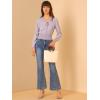 image:imageAllegra K Womens Floral Tie Neck Ruffle Collar Long Sleeve Smocked Waist TopLight Purple