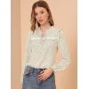 image:imageAllegra K Womens Floral Top Ruffle Tie Neck Chiffon Blouse