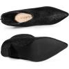 image:imageAllegra K Womens Glitter V Shape Pointy Toe Back Zipper Block Heels Mid Calf BootsBlack