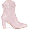 image:imageAllegra K Womens Glitter V Shape Pointy Toe Back Zipper Block Heels Mid Calf BootsPink