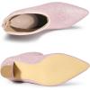 image:imageAllegra K Womens Glitter V Shape Pointy Toe Back Zipper Block Heels Mid Calf BootsPink