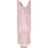 image:imageAllegra K Womens Glitter V Shape Pointy Toe Back Zipper Block Heels Mid Calf BootsPink
