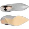 image:imageAllegra K Womens Glitter V Shape Pointy Toe Back Zipper Block Heels Mid Calf BootsSilver