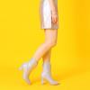 image:imageAllegra K Womens Glitter V Shape Pointy Toe Back Zipper Block Heels Mid Calf BootsSilver