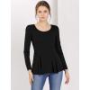 image:imageAllegra K Womens Long Sleeves Scoop Neck Casual Peplum Shirt TopsBlack