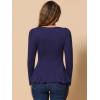 image:imageAllegra K Womens Long Sleeves Scoop Neck Casual Peplum Shirt TopsDark Blue