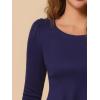 image:imageAllegra K Womens Long Sleeves Scoop Neck Casual Peplum Shirt TopsDark Blue