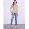 image:imageAllegra K Womens Long Sleeves Scoop Neck Casual Peplum Shirt TopsKhaki