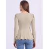image:imageAllegra K Womens Long Sleeves Scoop Neck Casual Peplum Shirt TopsKhaki