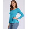 image:imageAllegra K Womens Long Sleeves Scoop Neck Casual Peplum Shirt TopsLake Blue