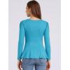 image:imageAllegra K Womens Long Sleeves Scoop Neck Casual Peplum Shirt TopsLake Blue