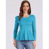 image:imageAllegra K Womens Long Sleeves Scoop Neck Casual Peplum Shirt TopsLake Blue