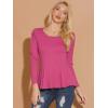 image:imageAllegra K Womens Long Sleeves Scoop Neck Casual Peplum Shirt TopsMagenta