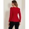 image:imageAllegra K Womens Long Sleeves Scoop Neck Casual Peplum Shirt TopsRed