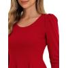 image:imageAllegra K Womens Long Sleeves Scoop Neck Casual Peplum Shirt TopsRed
