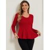 image:imageAllegra K Womens Long Sleeves Scoop Neck Casual Peplum Shirt TopsRed