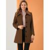 image:imageAllegra K Womens Pea Coat Single Breasted Long Sleeve Warm Casual Overcoat with Pockets Winter OutwearBrown