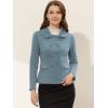 image:imageAllegra K Womens Peter Pan Collar Peacoat Double Breasted Short CoatGrey Blue
