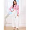 image:imageAllegra K Womens Peter Pan Collar Shirt 1950s Vintage Bow Tie Neck Dressy Casual Button Down BlouseDusty Pink