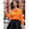image:imageAllegra K Womens Peter Pan Collar Shirt 1950s Vintage Bow Tie Neck Dressy Casual Button Down BlouseOrange