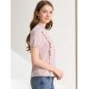image:imageAllegra K Womens Ruffle Frilled Crochet Lace Panel Mock Neck Short Sleeve Shirt Blouse