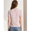 image:imageAllegra K Womens Ruffle Frilled Crochet Lace Panel Mock Neck Short Sleeve Shirt Blouse