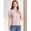 image:imageAllegra K Womens Ruffle Frilled Crochet Lace Panel Mock Neck Short Sleeve Shirt Blouse