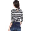 image:imageAllegra K Womens Striped Cute Shirts Peter Pan Collar Casual Trendy Fitted Long Sleeve TopBlack