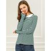 image:imageAllegra K Womens Striped Cute Shirts Peter Pan Collar Casual Trendy Fitted Long Sleeve TopGreen