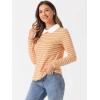 image:imageAllegra K Womens Striped Cute Shirts Peter Pan Collar Casual Trendy Fitted Long Sleeve TopYellow Pink