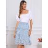 image:imageAllegra K Womens Summer Floral Chiffon Skirts Smocked Elastic Waist ALine Below Knee Length Ruffle Tiered SkirtBlue White