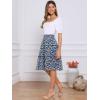 image:imageAllegra K Womens Summer Floral Chiffon Skirts Smocked Elastic Waist ALine Below Knee Length Ruffle Tiered SkirtNavy