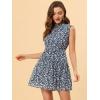 image:imageAllegra K Womens Summer Floral Ruffle Sleeveless Tie Neck Chiffon Flowy Mini Dress