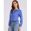 image:imageAllegra K Womens Vintage Ruffle Neck Chiffon Top Long Sleeve Casual Work BlouseBlue Pinkpolka Dots