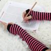 image:imageAllegra K Womens Winter Warmers Fingerless Thumbhole Elastic Long Knitted Party Costume GlovesBlackfuchsia