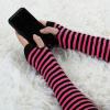 image:imageAllegra K Womens Winter Warmers Fingerless Thumbhole Elastic Long Knitted Party Costume GlovesBlackfuchsia