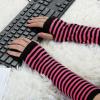 image:imageAllegra K Womens Winter Warmers Fingerless Thumbhole Elastic Long Knitted Party Costume GlovesBlackfuchsia