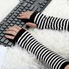 image:imageAllegra K Womens Winter Warmers Fingerless Thumbhole Elastic Long Knitted Party Costume GlovesBlackwhite
