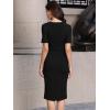 image:imageAllegra K Work Dress for Women Short Sleeve Square Neck Button Down Business Bodycon Office Dresses with BeltBlack
