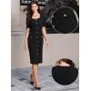 image:imageAllegra K Work Dress for Women Short Sleeve Square Neck Button Down Business Bodycon Office Dresses with BeltBlack