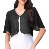 image:imageAllegra K Chiffon Bolero Shrug for Womens Open Front Ruffle Short Sleeve Cropped Cardigan for Evening DressBlack