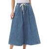 image:imageAllegra K Denim Maxi Skirt for Women Elastic Waist Casual A Line Long Jean SkirtsBlue