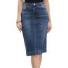 image:imageAllegra K Denim Skirt for Women High Waist Split Back Pockets Knee Length Pencil SkirtDark Blue