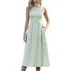 image:imageAllegra K Gingham Dress for Women Casual Sleeveless Flowy Vacation Summer Midi Smocked DressesLight Green