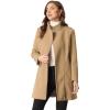 image:imageAllegra K High Neck Winter Coat for Womens Zip Up Belted MidLong OvercoatKhaki