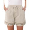 image:imageAllegra K Linen Shorts for Womens Casual Summer Beach Drawstring High Waisted Shorts with PocketsBeige
