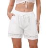 image:imageAllegra K Linen Shorts for Womens Casual Summer Beach Drawstring High Waisted Shorts with PocketsWhite