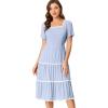 image:imageAllegra K Midi Dress for Womens Short Sleeve Tiered Square Neck Long DressesBlue