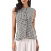 image:imageAllegra K Plaid Vest Top for Womens Gingham Button Down Sleeveless Office Crew Neck Dressy WaistcoatBlack